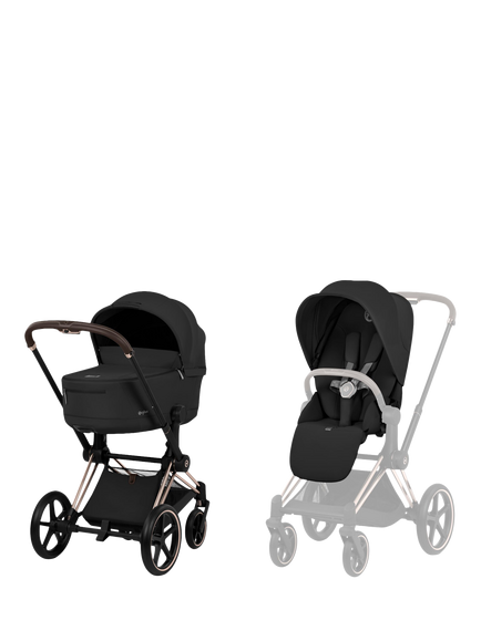Cybex Priam Pushchair & Fold Carrycot Bundle, Sepia Black, Sepia Black
