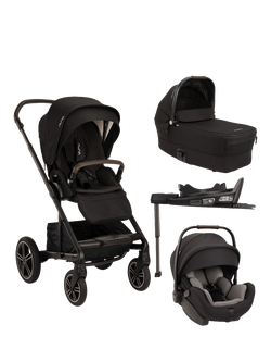 Nuna MIXX Next Pushchair, MIXX Next Carrycot, ARRA Flex Car Seat and BASE Curv Bundle, Caviar, Caviar