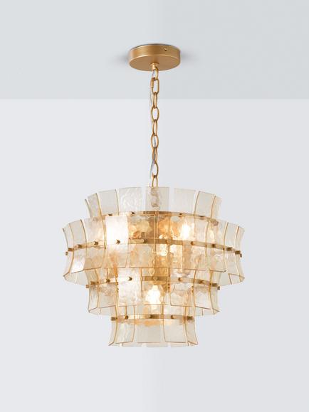 John Lewis Featherstan Glass Small Pendant Ceiling Light, Champagne, Champagne