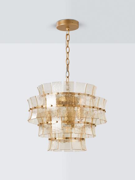 John Lewis Featherstan Glass Small Pendant Ceiling Light, Champagne - view 2, Champagne