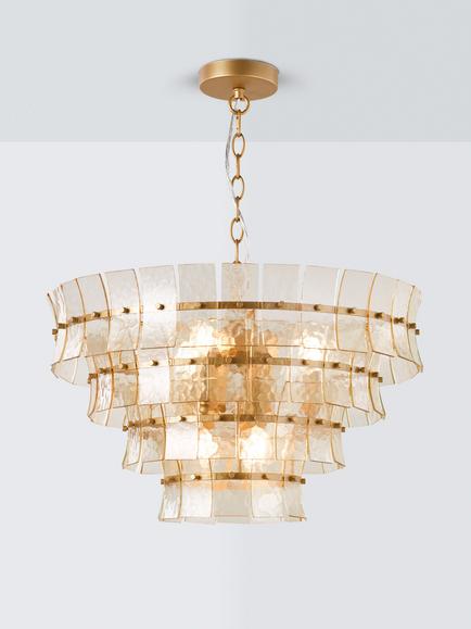 John Lewis Featherstan Glass Large Pendant Ceiling Light, Champagne, Champagne