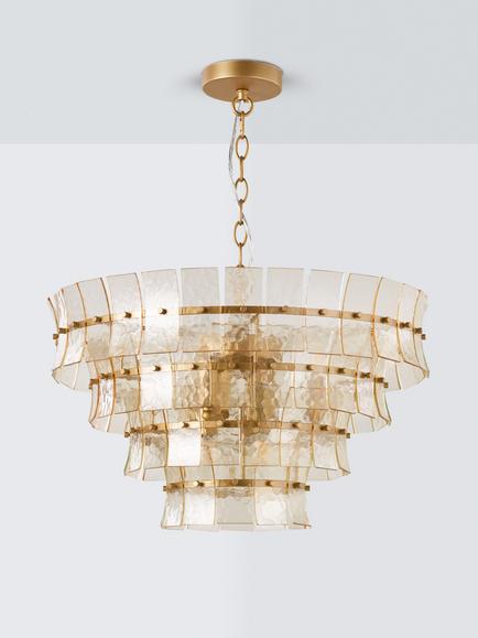 John Lewis Featherstan Glass Large Pendant Ceiling Light, Champagne - view 2, Champagne