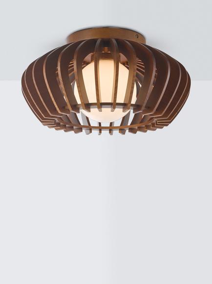 John Lewis Finn Flush Ceiling Light, Walnut