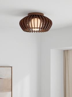 John Lewis Finn Flush Ceiling Light, Walnut - view 2, Walnut