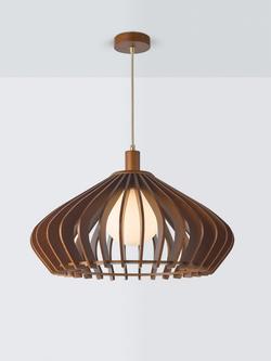 John Lewis Finn Large Pendant Ceiling Light, Walnut, Walnut