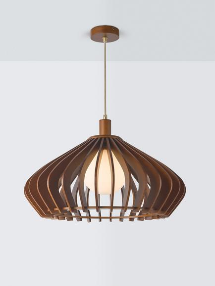 John Lewis Finn Large Pendant Ceiling Light, Walnut