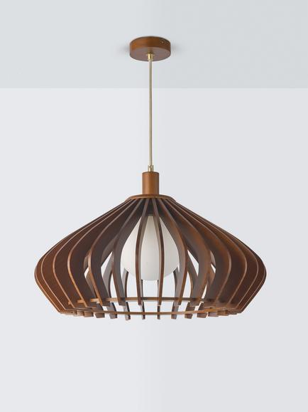 John Lewis Finn Large Pendant Ceiling Light - view 2, Walnut