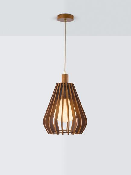 John Lewis Finn Pendant Ceiling Light, Walnut