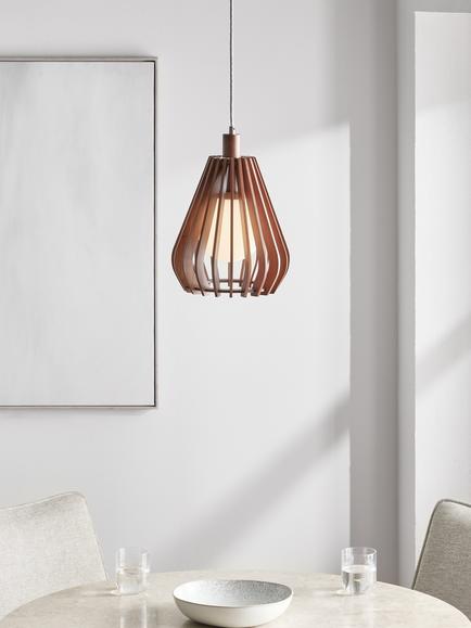 John Lewis Finn Pendant Ceiling Light - view 2, Walnut