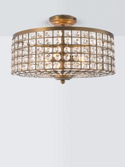 John Lewis Orvieto Crystal Semi Flush Ceiling Light, Satin Bronze, Satin Bronze