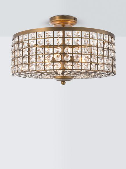John Lewis Orvieto Crystal Semi Flush Ceiling Light, Satin Bronze, Satin Bronze