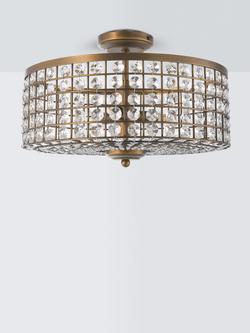 John Lewis Orvieto Crystal Semi Flush Ceiling Light, Satin Bronze - view 2, Satin Bronze
