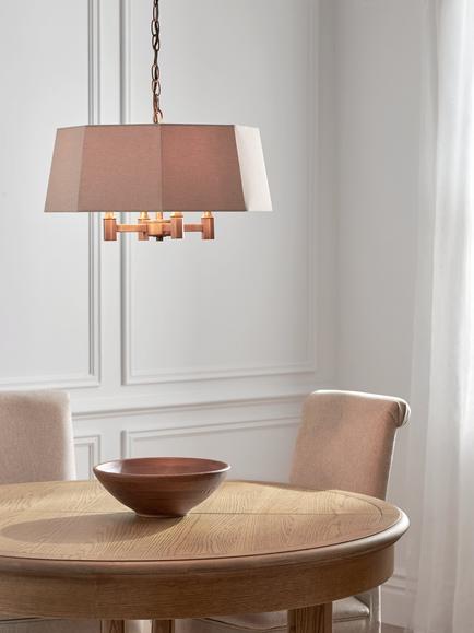 John Lewis Winchester 4 Bulb Hexagon Ceiling Light, Oatmeal - view 2, Oatmeal