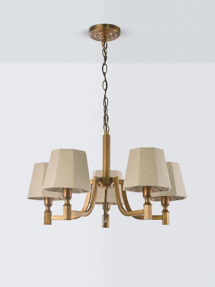 John Lewis Winchester 5 Arm Hexagon Ceiling Light, Oatmeal - view 2, Oatmeal