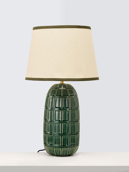 John Lewis Arcombe Ceramic Table Lamp, Olive Green - view 2, Green