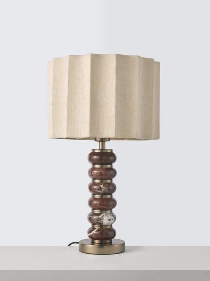 John Lewis Arlowe Marble Base Table Lamp, Rosso Lepanto - view 2, Rosso Lepanto