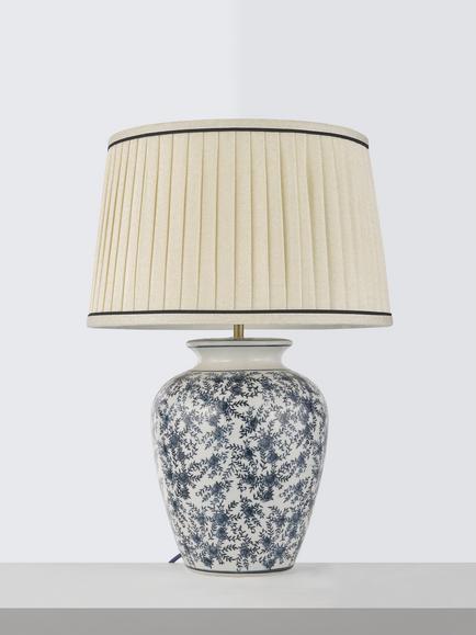 John Lewis Harroway Heritage Ceramic Floral Table Lamp, Navy - view 2, Navy