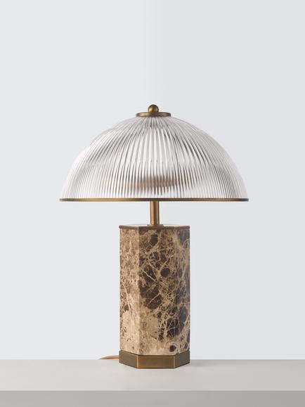 John Lewis Maelo Mushroom Table Lamp, Emperador Marble - view 2, Emperador Marble