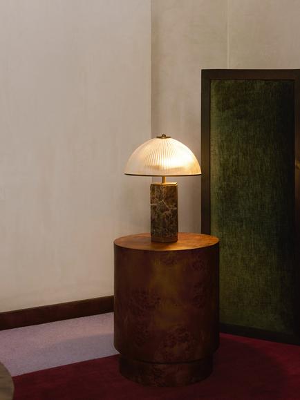 John Lewis Maelo Mushroom Table Lamp, Emperador Marble - view 2, Emperador Marble