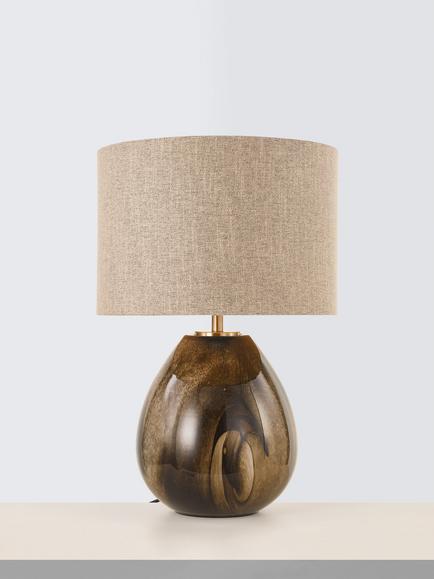 John Lewis Merriot Glass Table Lamp, Mocha, Mocha