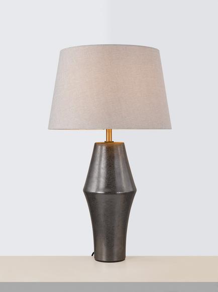 John Lewis Textured Glaze Ceramic Base Table Lamp, Pewter, Pewter