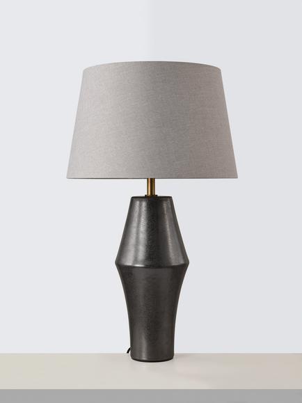 John Lewis Textured Glaze Ceramic Base Table Lamp, Pewter - view 2, Pewter