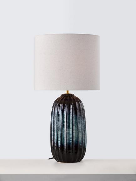 John Lewis Strata Ceramic Table Lamp, Blue, Blue