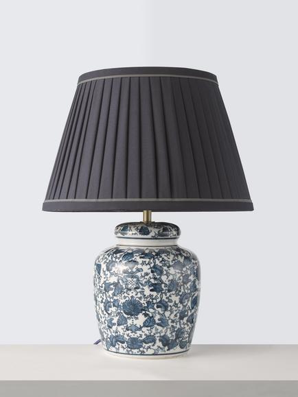 John Lewis Tarlowe Ceramic Base Table Lamp, Navy - view 2, Navy