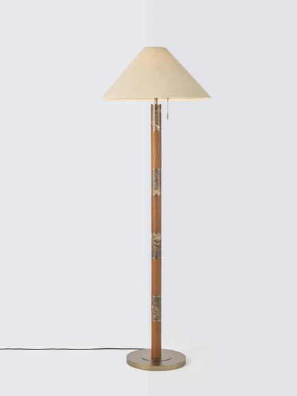 John Lewis Farrow Wood and Marble Base Floor Lamp, Emperador Marble, Emperador Marble