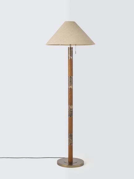 John Lewis Farrow Wood and Marble Base Floor Lamp, Emperador Marble - view 2, Emperador Marble