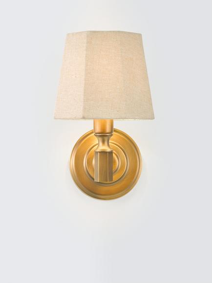 John Lewis Winchester Wall Light, Antique Brass, Oatmeal