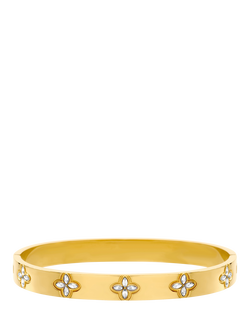 Jon Richard Crystal Clover Bangle, Gold, Gold