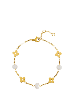 Jon Richard Stationed Pearl Bracelet, Gold, Gold