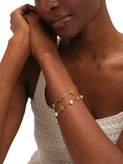 Jon Richard Stationed Pearl Bracelet, Gold - view 2, Gold