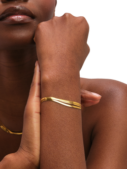 Jon Richard Multirow Snake Chain Bracelet, Gold - view 2, Gold