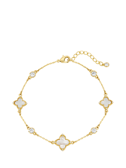 Jon Richard Mother-of-Pearl and Crystal Clover Bracelet, Gold, Gold