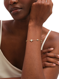 Jon Richard Mother-of-Pearl and Crystal Clover Bracelet, Gold - view 2, Gold