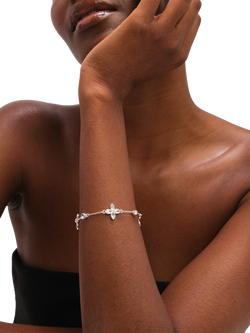 Jon Richard Crystal Clover Bracelet, Silver - view 2, Silver