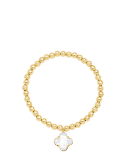 Jon Richard Polished Crystal Clover Stretch Bracelet, Gold, Gold