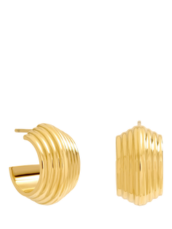 Jon Richard Ribbed Hoop Earrings, Gold, Gold