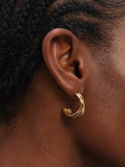 Jon Richard Interlock Hoop Earrings, Gold - view 2, Gold