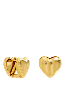 Jon Richard Ribbed Heart Earrings, Gold, Gold