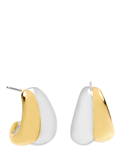 Jon Richard Ribbed Dome Earrings, Two Tone, Two Tone