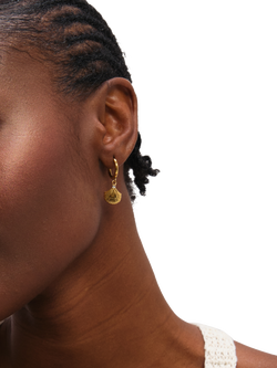 Jon Richard Shell Drop Hoop Earrings, Gold - view 2, Gold