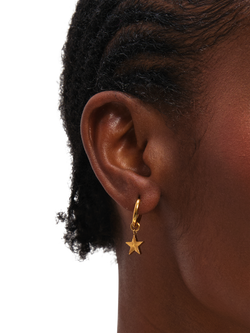 Jon Richard Star Drop Huggie Hoop Earrings, Gold - view 2, Gold