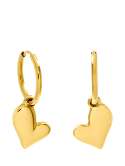 Jon Richard Polished Heart Charm Hoop Earrings, Gold, Gold