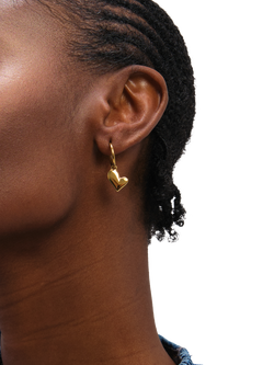 Jon Richard Polished Heart Charm Hoop Earrings, Gold - view 2, Gold