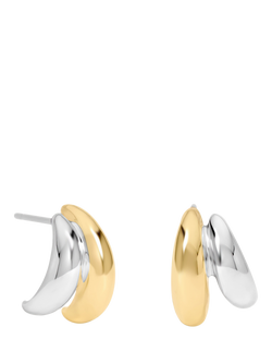 Jon Richard Two Tone Double Row Hoop Earrings, Gold/Silver