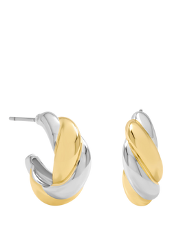 Jon Richard Two Tone Twist Hoop Earrings, Gold/Silver, Gold/Silver