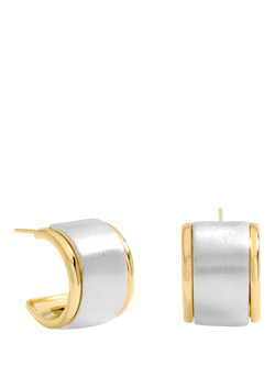 Jon Richard Two Tone Satin Hoop Earrings, Gold/Silver, Gold/Silver